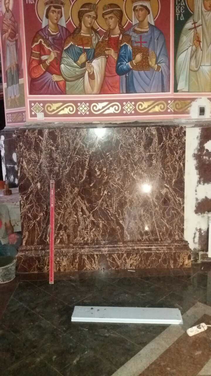 отделка стен мрамором в храме